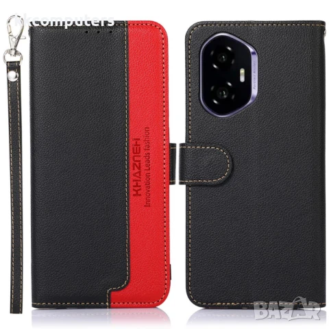 Honor 400 5G Кожен Калъф KHAZNEH с RFID Защита, Портфейл и Протектор Четири Цвята