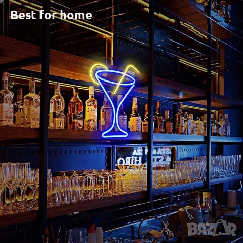 LUCUNSTAR Неонова лампа - коктейл  мартини син LED знак, USB захранван превключвател, снимка 5 - Други стоки за дома - 51563766