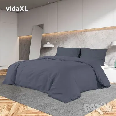 vidaXL Комплект спално бельо антрацит 140x200 см олекотен микрофибър（SKU:135934）, снимка 2 - Други - 49357542