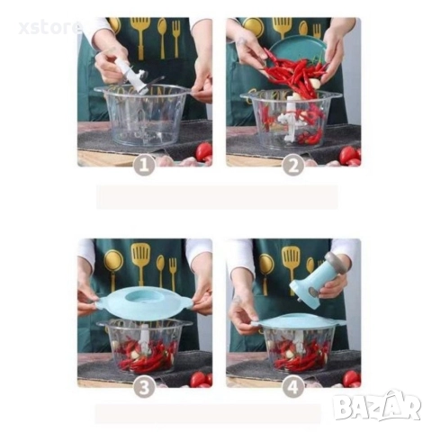 Кухненски робот, чопър с три остриета и ръчно предпазно заключване, 1,5 л., снимка 10 - Кухненски роботи - 52595340