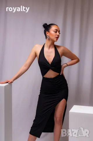 Черна елегантна дамска рокля , снимка 3 - Рокли - 50047778