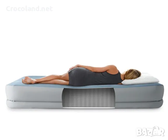 Надуваем матрак Intex Queen Dura-Beam Plus, USB помпа, 152 x 203 x 36 см, PVC, син, снимка 5 - Надуваеми легла - 50097142