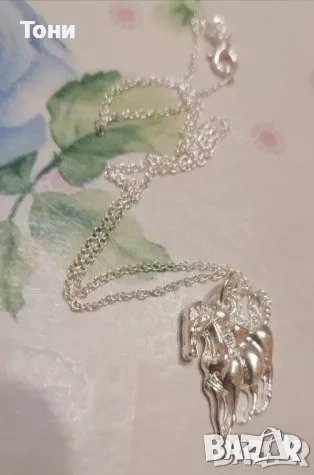 Сребърно Дамско Колие с Кон Ново , снимка 2 - Колиета, медальони, синджири - 53729812