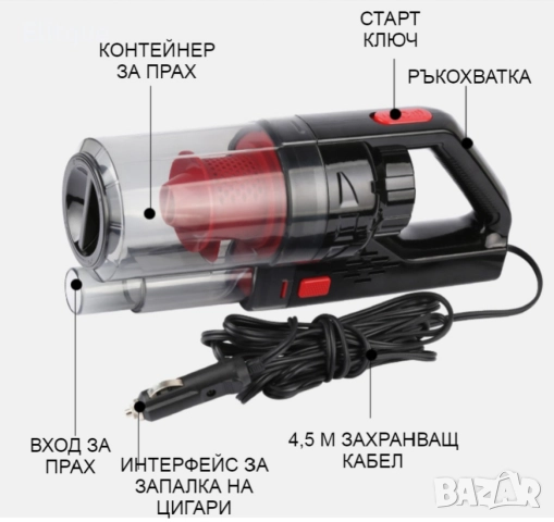 Автомобилна прахосмукачка SONRU 7000Pa с мощност 150W, снимка 5 - Прахосмукачки - 52832763