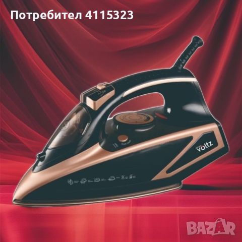 Ютия Voltz, 3000W, 420мл., Керамична плоча, Черна със златно, снимка 1 - Ютии - 46099309