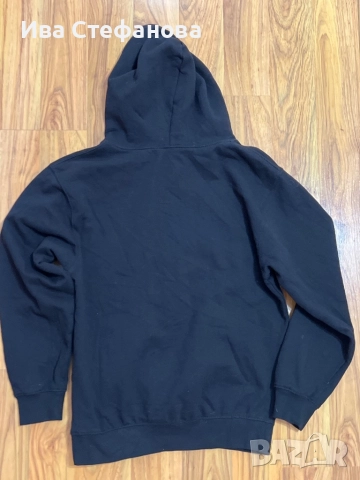 Спортна черна памук памучна  ватирана блуза суичър суитшърт с качулка мече, снимка 5 - Спортни екипи - 51779417