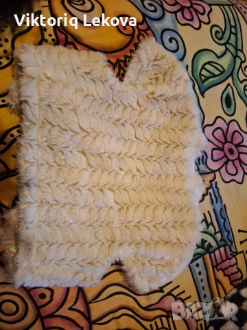 Късо елече от естествен заешки косъм , снимка 2 - Елеци - 53213352