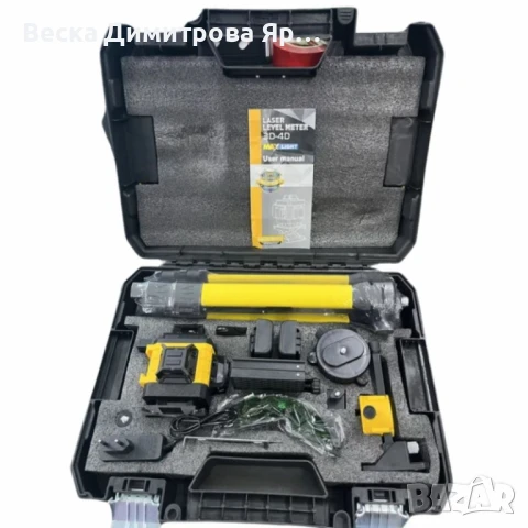 Самонивелиращ Лазерен Нивелир 4D с 16 Линии, Зелен Лазер, Тринога и Куфар, снимка 3 - Измервателни инструменти - 50533197