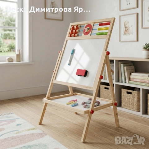 Мултифункционална образователна детска дъска с дървена рамка – за писане, рисуване и обучение, снимка 5 - Други - 54123497
