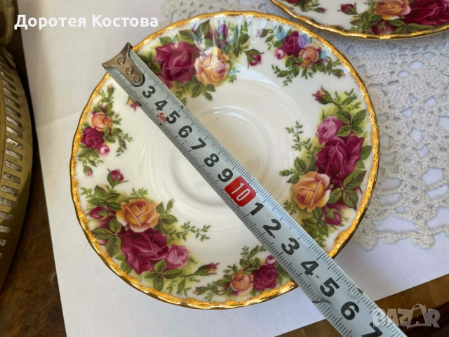 ROYAL ALBERT красив троен сет за чай или дълго кафе от костен порцелан от Англия, снимка 7 - Антикварни и старинни предмети - 52957779