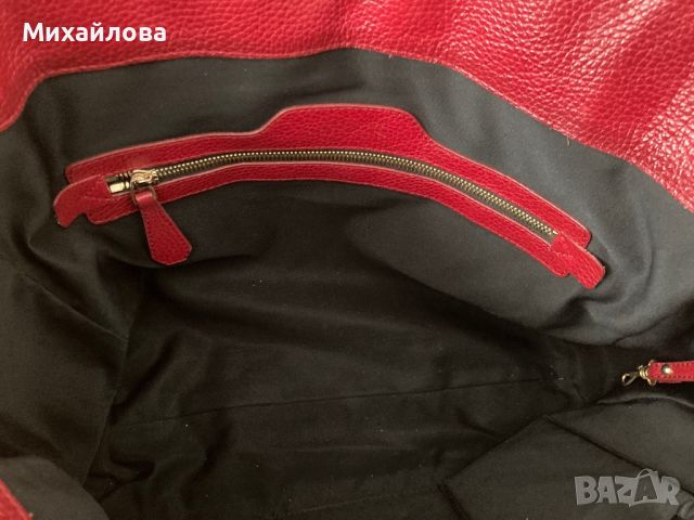 Червена кожена чанта на Musette, снимка 9 - Чанти - 45842132