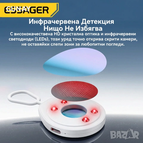 Essager Инфрачервен Детектор за Скрити Камери, Anti-Spy Защита, Портативен, 3 Режима, снимка 7 - Друга електроника - 54124457