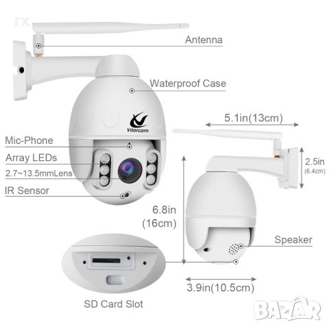  IP камера 5MP 5X Optical Zoom PTZ WiFi, снимка 2 - IP камери - 45797520