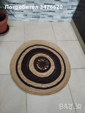 Декоративен килим от памучно макраме, снимка 2 - Килими - 45037530