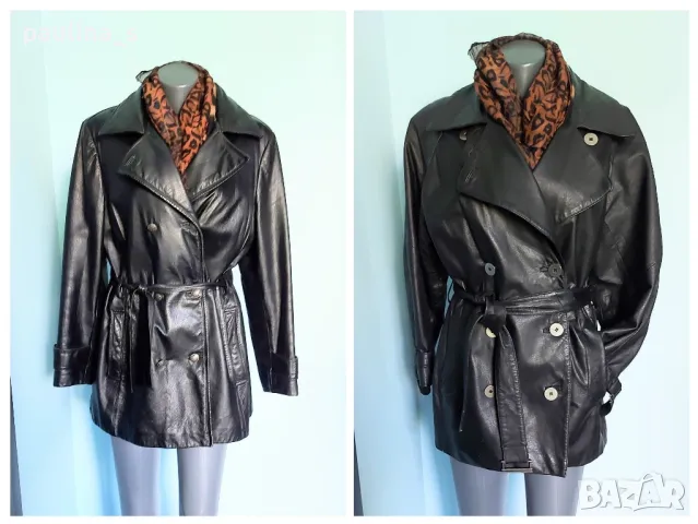 Два различни броя / Дамско двуредно яке / манто с вата, от естествена кожа 