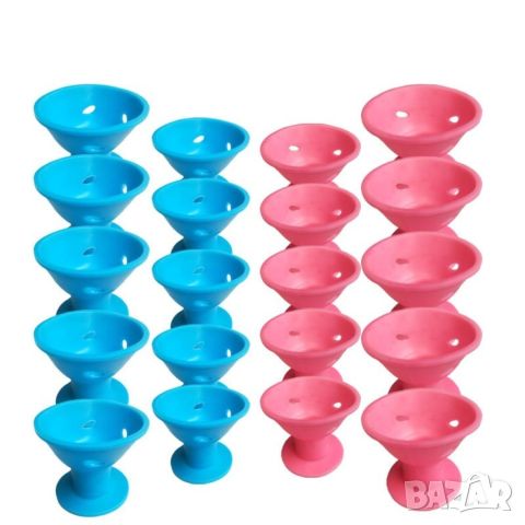 Комплект от 10 броя силиконови ролки за коса в розов или син цвят, снимка 7 - Други - 45861026