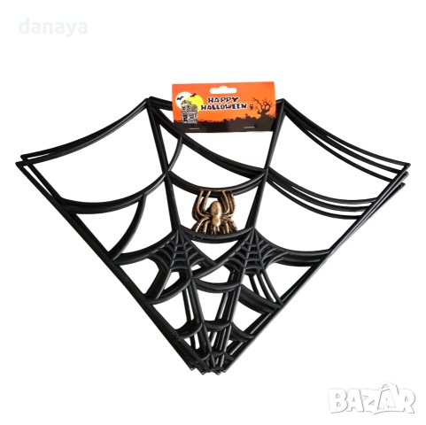 6146 Голяма сглобяема Хелоуин паяжина с паяци, 63 см, 4 части, снимка 2 - Декорация за дома - 51835019