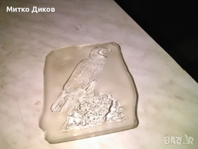 Cristal d'Arques  Crystal  Bald Eagle  Paperweight оловен кристал с гравиран плешив орел, снимка 4 - Декорация за дома - 47154412