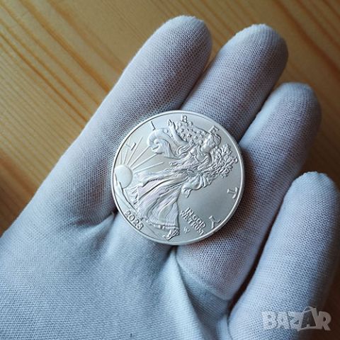 Оригинална сребърна монета American Eagle 2023 инвестиционна 1 тройунция, снимка 5 - Колиета, медальони, синджири - 45425730