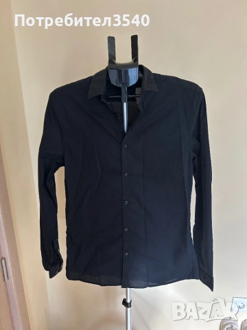 Черна мъжка риза H&M, снимка 2 - Ризи - 53302346