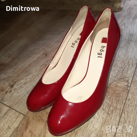 н.39,5/uk6 1/2 Högl women´s elegant pumps with leather sole - red, снимка 15 - Дамски елегантни обувки - 47160933