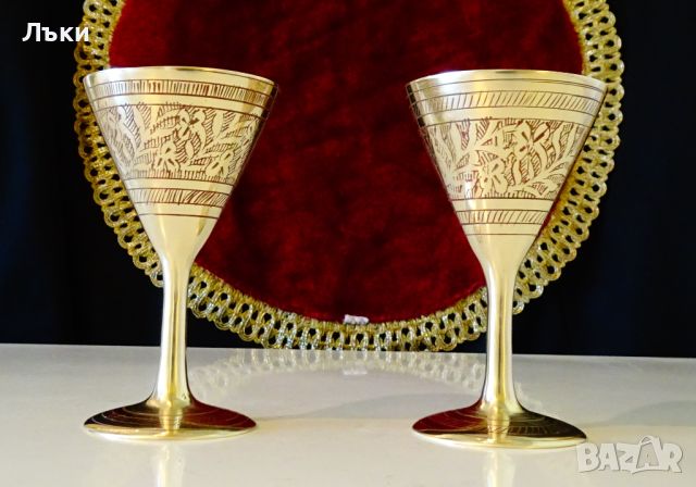 Бронзови чаши за ракия,орнаменти,клетъчен емайл., снимка 3 - Антикварни и старинни предмети - 45204563