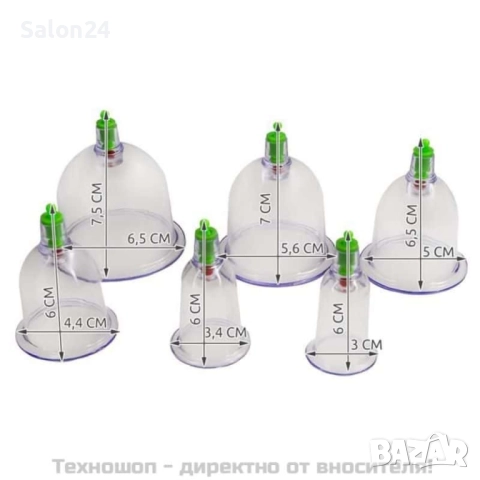 Вакуумни вендузи за вакуум терапия с помпа - комплект от 12 броя, снимка 3 - Масажори - 52224458