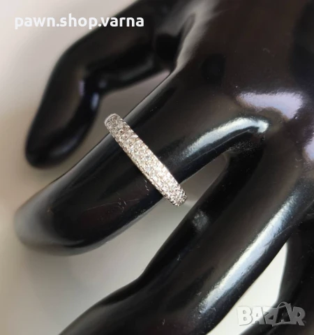 Нов сребърен пръстен 925 с фианити – родирано покритие, 2,20 г, размер 18 мм, снимка 5 - Пръстени - 51408818