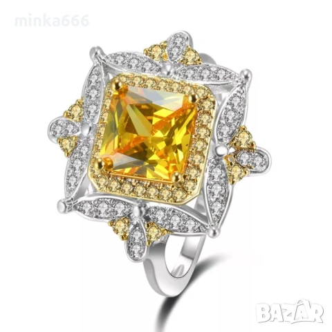 Сребърен дамски пръстен с цирсоний.