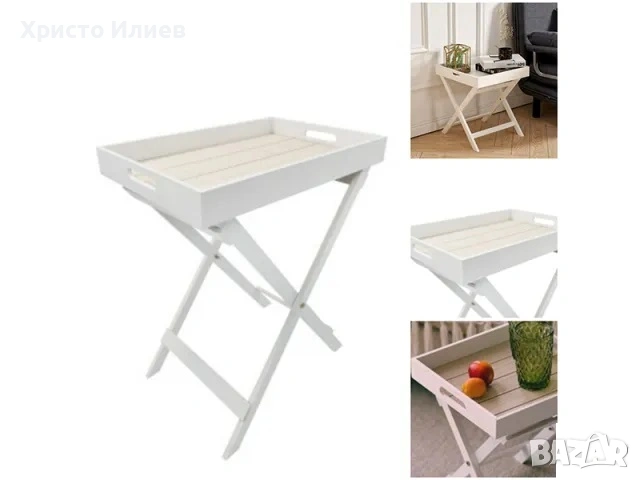 Дървена помощна маса масичка Бяла Нова 48 х 30 х 55см, снимка 3 - Маси - 53723160