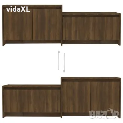 vidaXL ТВ шкаф, кафяв дъб, 146,5x35x50 см, ПДЧ(SKU:813028), снимка 4 - Шкафове - 49002442