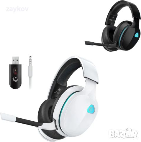Captain 300 2.4GHz безжични геймърски слушалки бели + черни за PC, PS4, PS5, Mac, Nintendo Switch