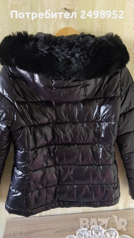 Дамско късо зимно яке с топла подплата, черен цвят. Размер M, снимка 3 - Якета - 53679047
