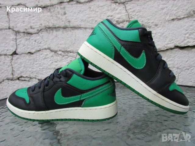 Детски маратонки Nike Air Jordan 1 Low ‘Lucky Green’, снимка 4 - Детски маратонки - 53115257
