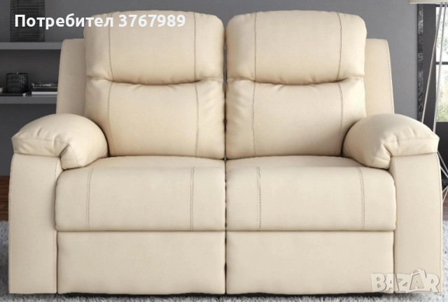 Кожен двуместен диван с лежанка. Реклайнер Дрим, двойка /с ръчен механизм/ бежов. , снимка 10 - Дивани и мека мебел - 52147690