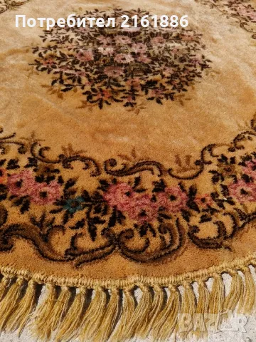Кръгъл килим с ресни и диаметър 150 см, снимка 3 - Килими - 50264717