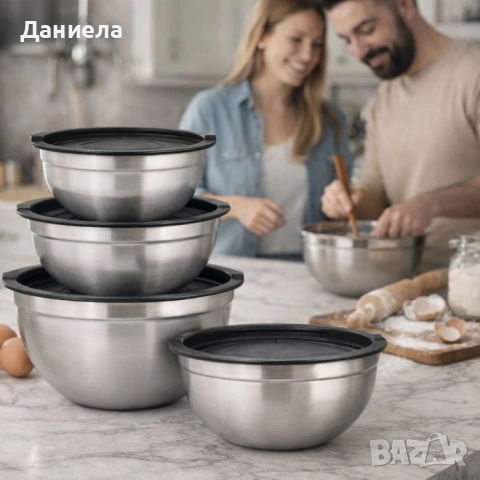 Комплект купи от неръждаема стомана 18/10 с капаци – 10 части, матово покритие, снимка 3 - Съдове за готвене - 53332946