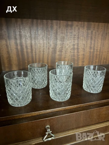 5 броя стъклени чаши за уиски, ракия , снимка 1