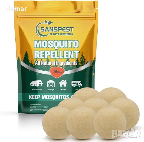 Sanspest Естествен растителен репелент против комари, мухи, бълхи, насекоми, 8 единици