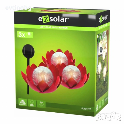 LED слънчев градински соларен панел с 3 светещи лампи цветя, снимка 4 - Градински мебели, декорация  - 53877904