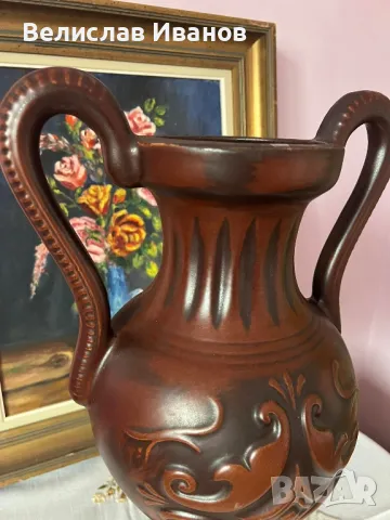 Голяма керамична амфора с невероятен релеф.Перфектно състояние., снимка 11 - Декорация за дома - 49934461