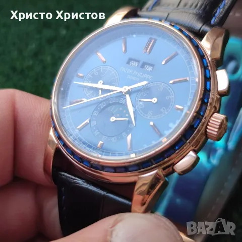 Мъжки луксозен часовник PATEK PHILIPPE Grand Complications Perpetual Calendar Moonphase Chronograph, снимка 3 - Мъжки - 46862276