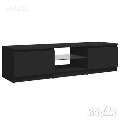 vidaXL ТВ шкаф с LED осветление, черен, 140x40x35,5 см（SKU:804293）, снимка 5 - Шкафове - 49488966