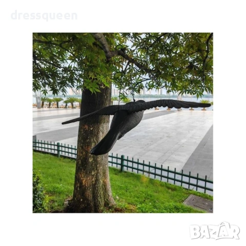 4909 Реалистичен гарван плашило за прогонване на гълъби – влагоустойчива висяща декорация, снимка 2 - Градински мебели, декорация  - 53906231