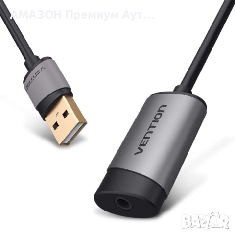 VENTION USB стерео външна звукова карта,USB към 3,5 мм жак аудио адаптер с чип,PS5-4,микрофон/лаптоп, снимка 5 - Други - 46759146