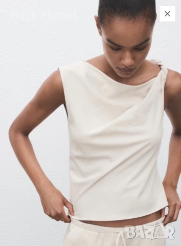 Mango дамска асиметрична и драпирана блуза, снимка 5 - Тениски - 54268268