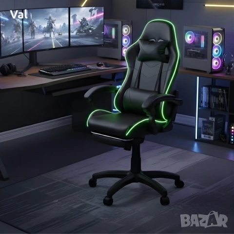 Геймърски стол премиум LED: Ергономичен комфорт със 7 цвята светлинни ефекти и релакс зона, снимка 3 - Столове - 53891949