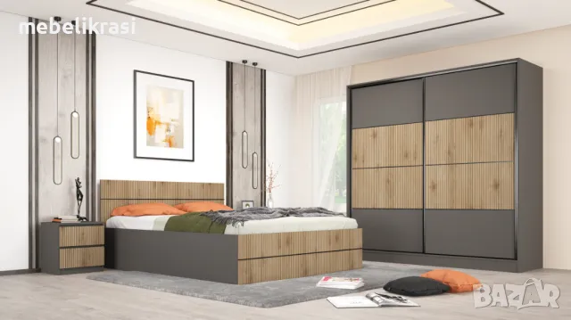 Спален Комплект Симона-графит/канела страта
