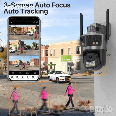 Камера за Видеонаблюдение безжична Digital One SP01087, 4 обектива, 16MP, wi-fi camera, IP камера, в, снимка 8 - IP камери - 50468752