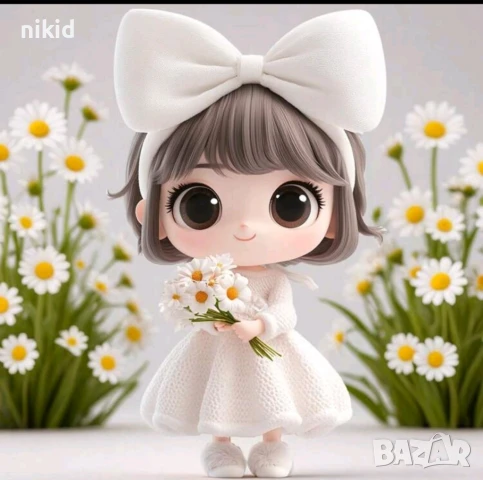 Момиче момиченце с голяма пандела и букет силиконов молд форма фондан, снимка 3 - Форми - 50898940